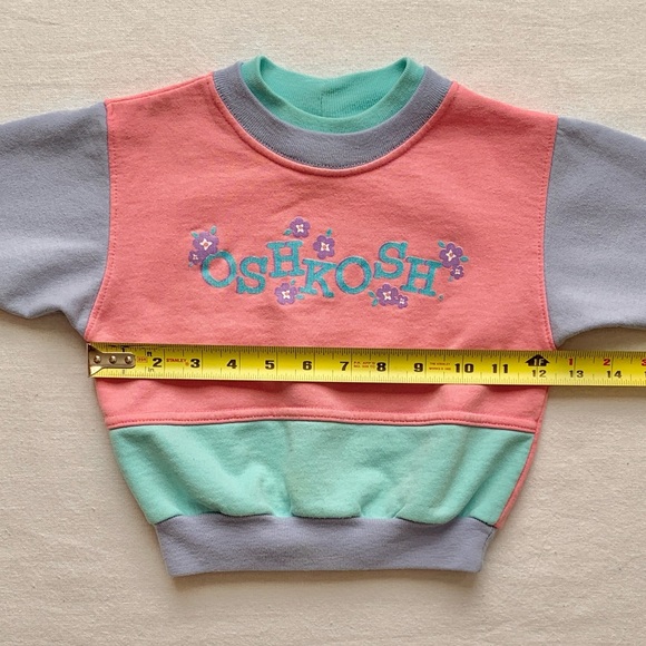 Vintage Oshkosh B’gosh Pink, Lavender, Pastel Colorblock Pullover Sweatshirt 18M - Picture 10 of 12
